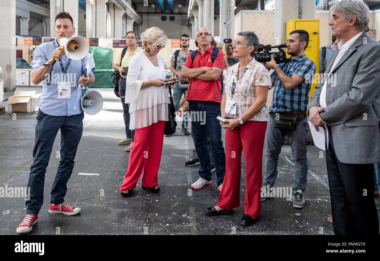 Italia Piemonte Torino Lingotto Fiere - 9 Settembre 2018 - Salone del Gusto a Terra Madre 2018 - Presentazione per i giornalisti - visita agli spazi espositivi, ancora sotto costruzione Credito: Davvero Facile Star/Alamy Live News Foto Stock