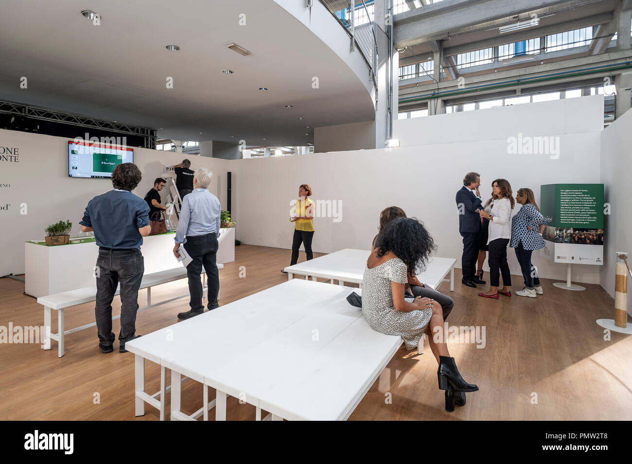 Italia Piemonte Torino Lingotto Fiere - 9 Settembre 2018 - Salone del Gusto a Terra Madre 2018 - Presentazione per i giornalisti - visita agli spazi espositivi, ancora sotto costruzione Credito: Davvero Facile Star/Alamy Live News Foto Stock