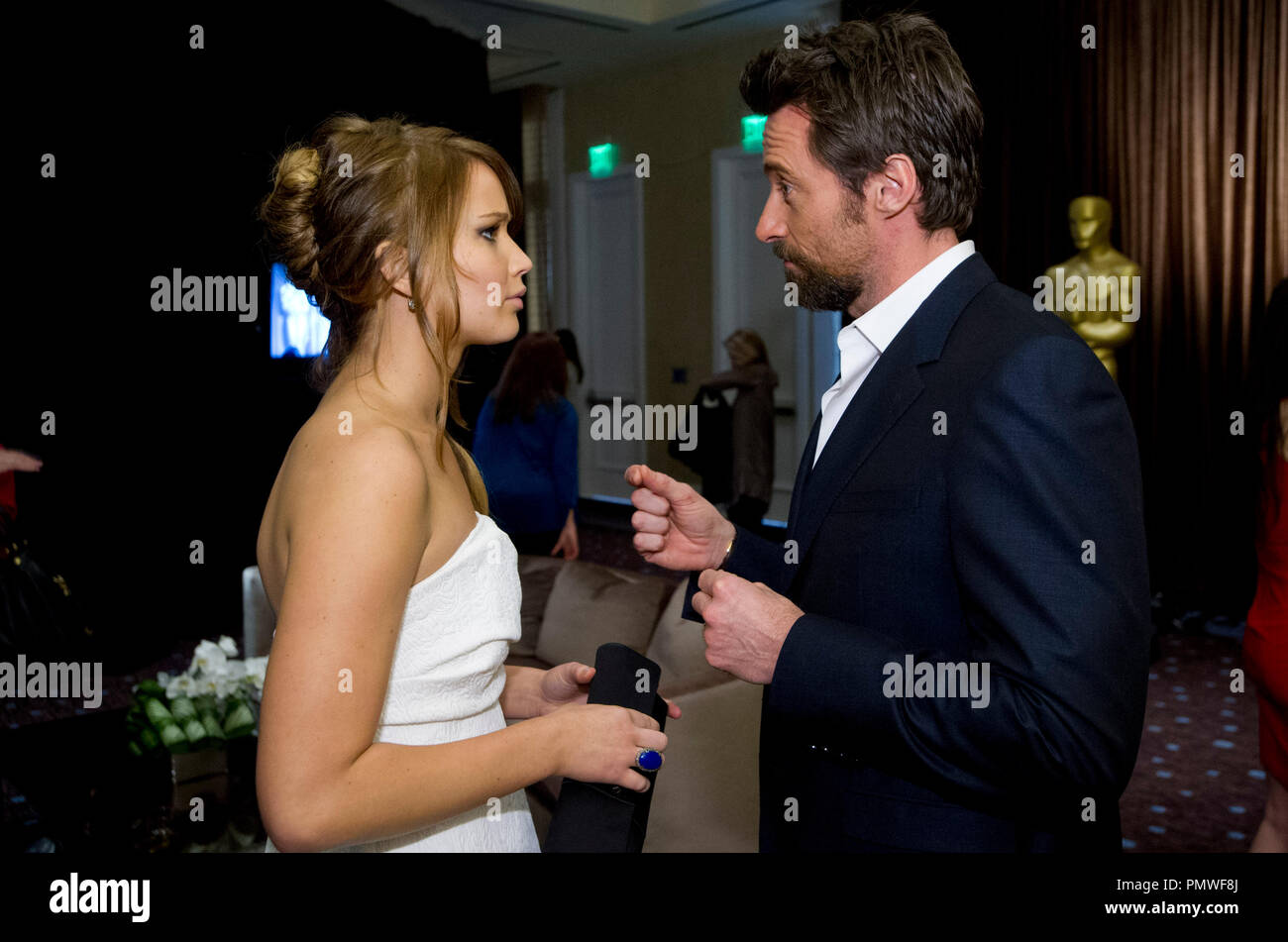 Oscar® nominees (da sinistra a destra): Jennifer Lawrence e Hugh Jackman all'Oscar® Nominees Pranzo a Beverly Hills Lunedì, 4 febbraio 2013. Riferimento al file # 31830 001 per solo uso editoriale - Tutti i diritti riservati Foto Stock