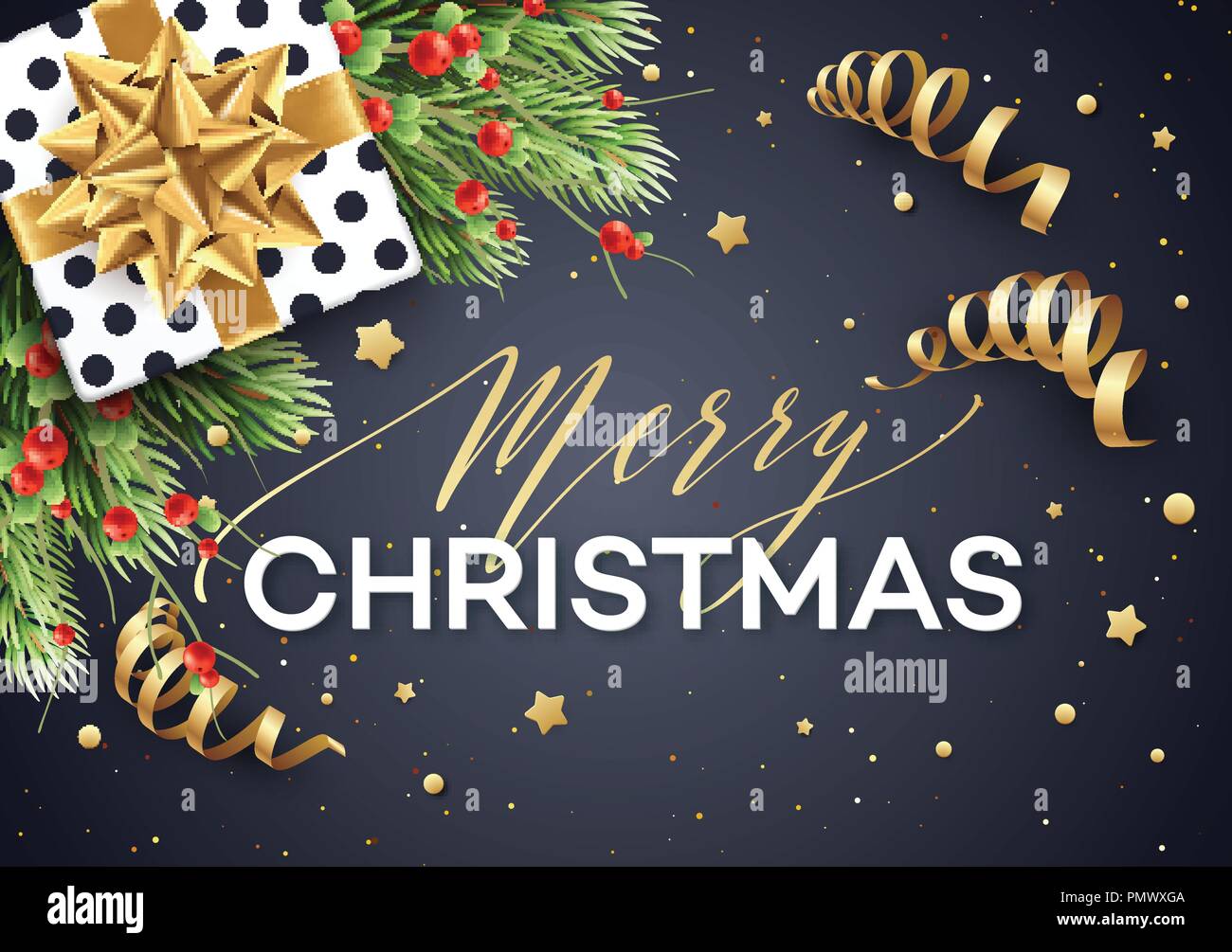 Merry Christmas greeting card template vettoriale Illustrazione Vettoriale