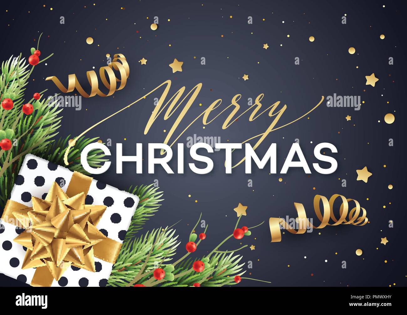 Merry Christmas greeting card template vettoriale Illustrazione Vettoriale