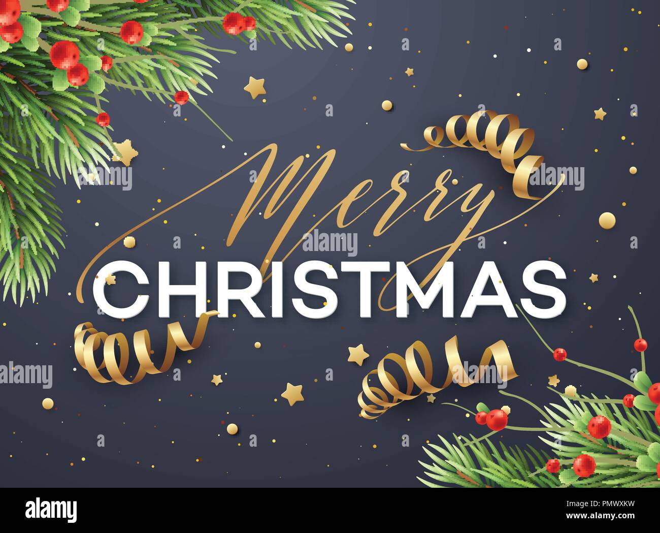 Merry Christmas greeting card template vettoriale Illustrazione Vettoriale