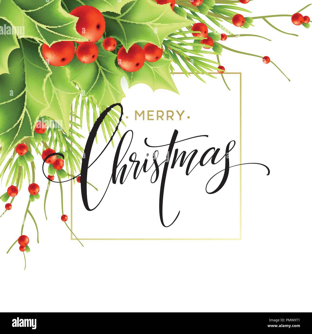 Merry Christmas greeting card design Illustrazione Vettoriale