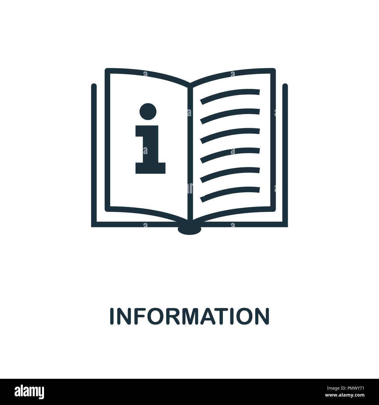 Icona informazioni. Monocromatico design di stile dalla collezione di business. UI. Pixel perfetto pittogramma semplice icona Informazioni. Web design, applicazioni software, p Foto Stock