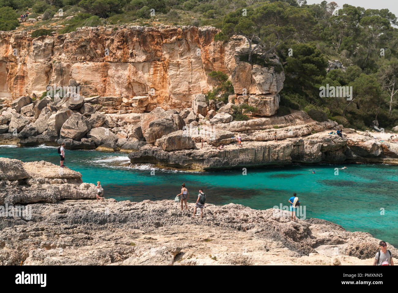 Cala s'Almunia, Santanyí, Mallorca, Balearen, Spanien | Cala s'Almunia, Santanyí, Maiorca, isole Baleari, Spagna, Foto Stock