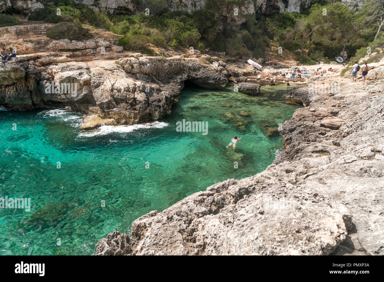 Cala s'Almunia, Santanyí, Mallorca, Balearen, Spanien | Cala s'Almunia, Santanyí, Maiorca, isole Baleari, Spagna, Foto Stock
