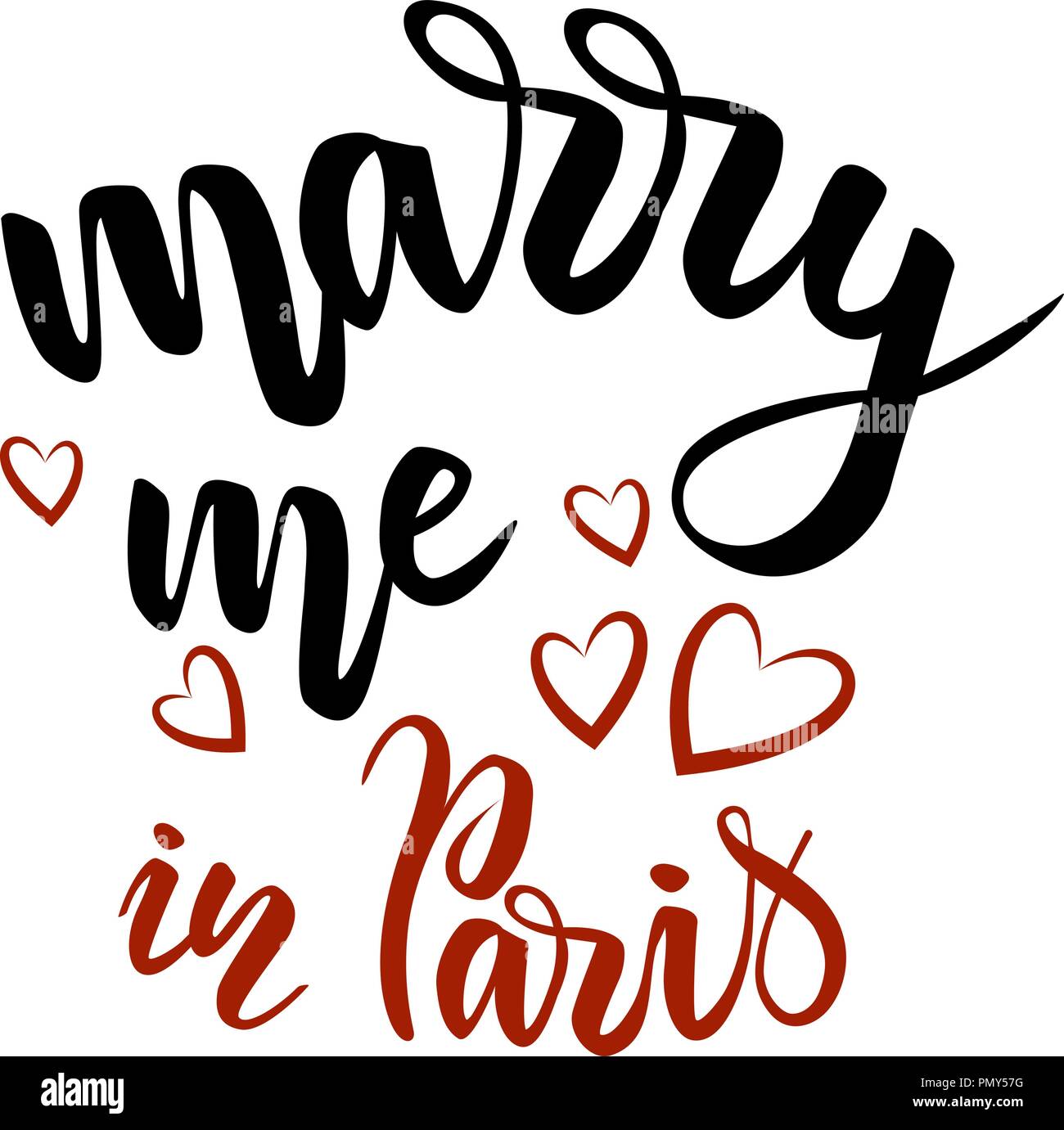 Lettering marry me a Parigi Illustrazione Vettoriale