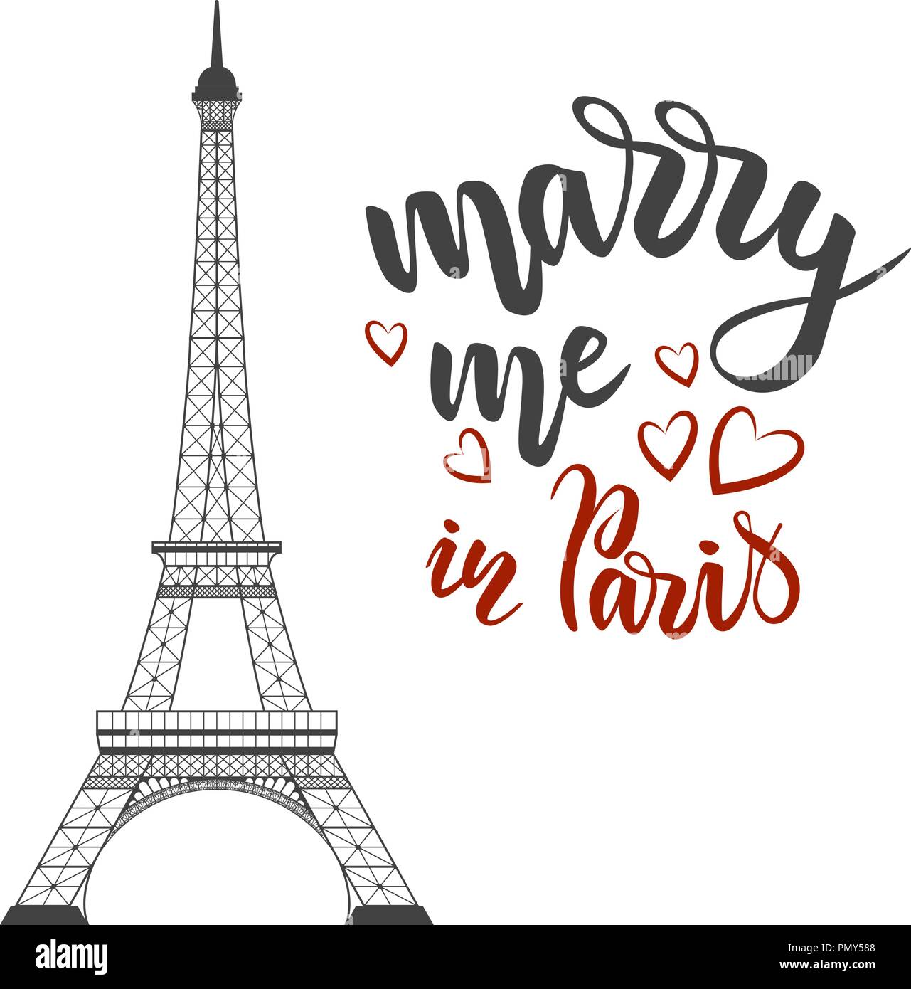 Lettering marry me a Parigi Illustrazione Vettoriale