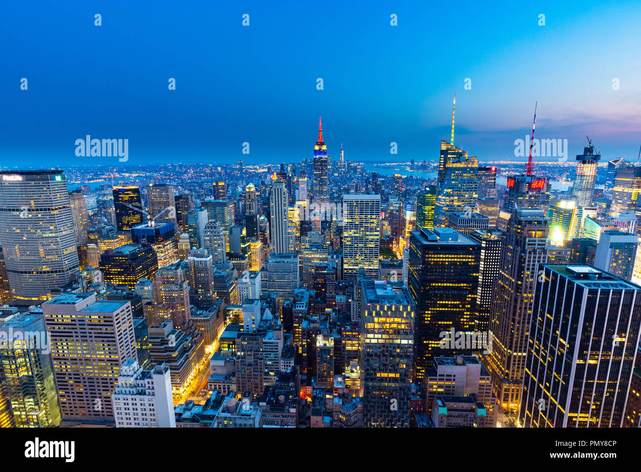 Manhattan vista dalla sommità della roccia - Rockefeller Center - New York Foto Stock
