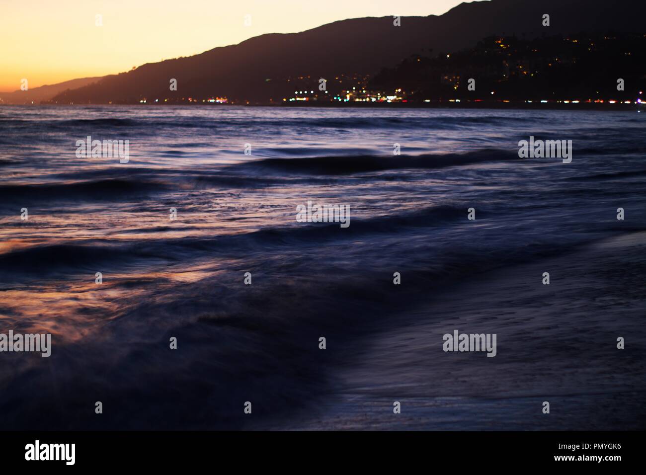 Will Rogers State Beach al tramonto Foto Stock