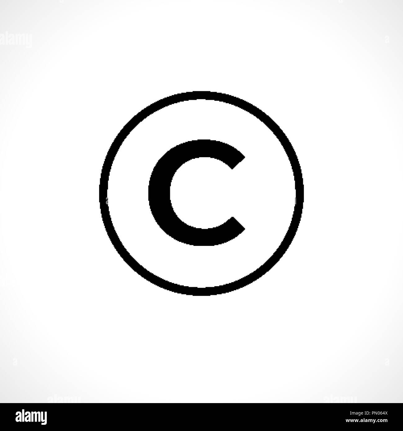 Circolare icona copyright isolato su sfondo Illustrazione Vettoriale