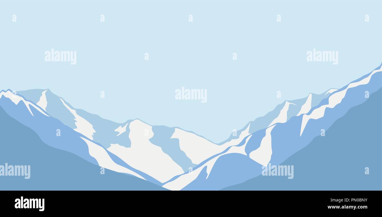 Blu montagne innevate paesaggio invernale di sfondo illustrazione vettoriale EPS10 Illustrazione Vettoriale