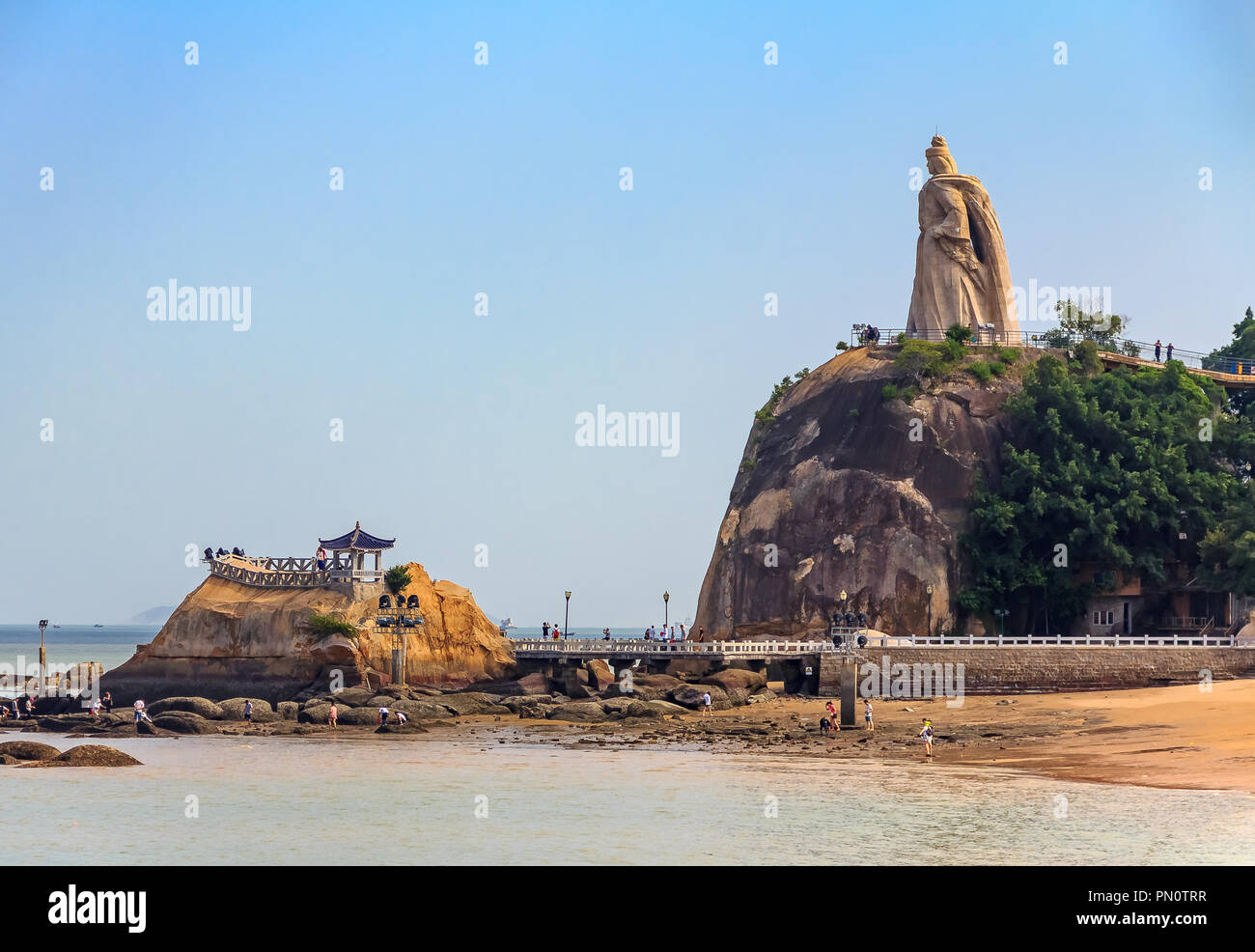 Statua di Zheng Chenggong, Koxinga nell Isola di Gulangyu in Cina Foto Stock