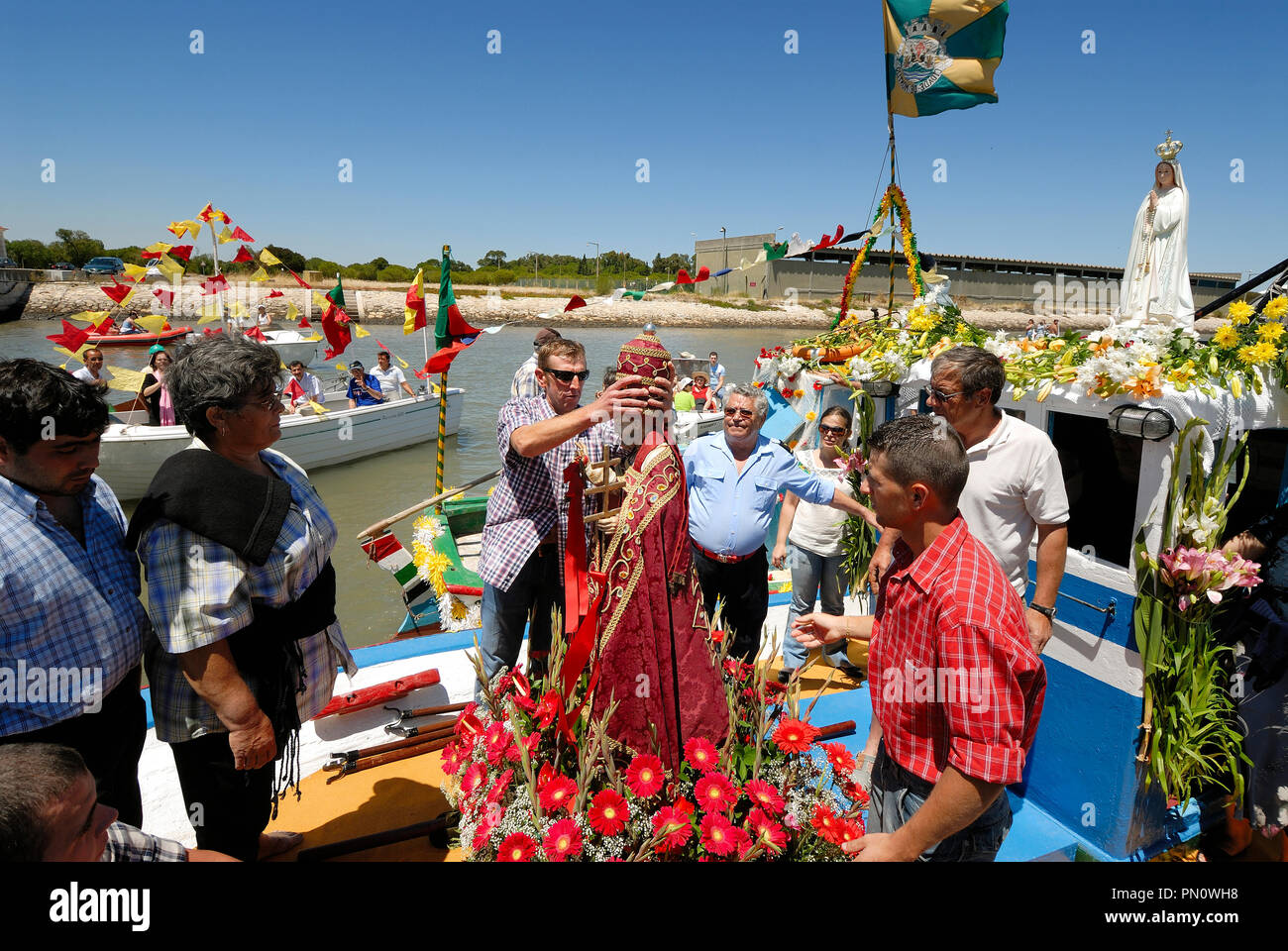 Processione marittima di São Pedro, Montijo. Portogallo Foto Stock