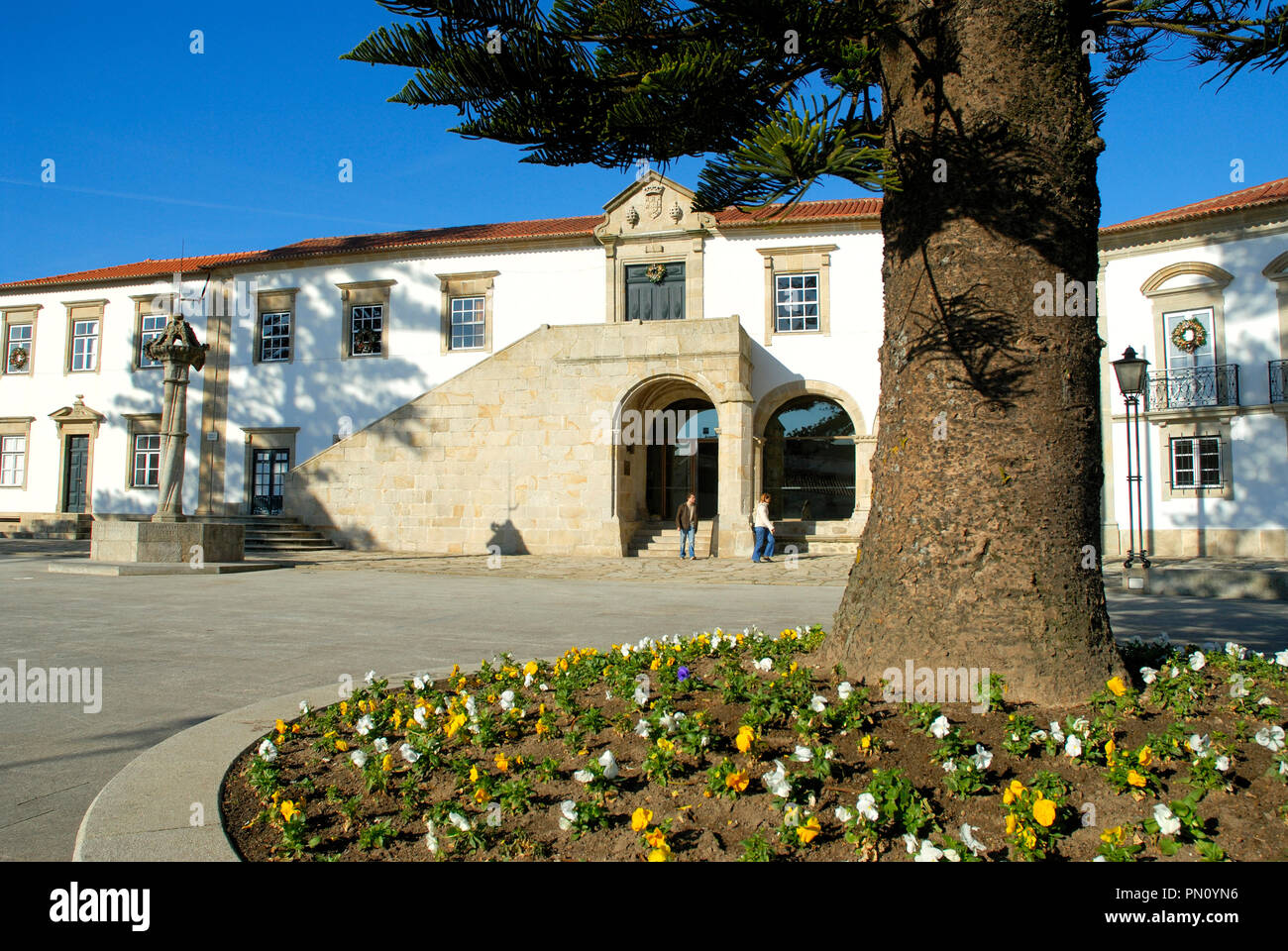 Town Hall e pilori. Vila do Conde, Portogallo Foto Stock