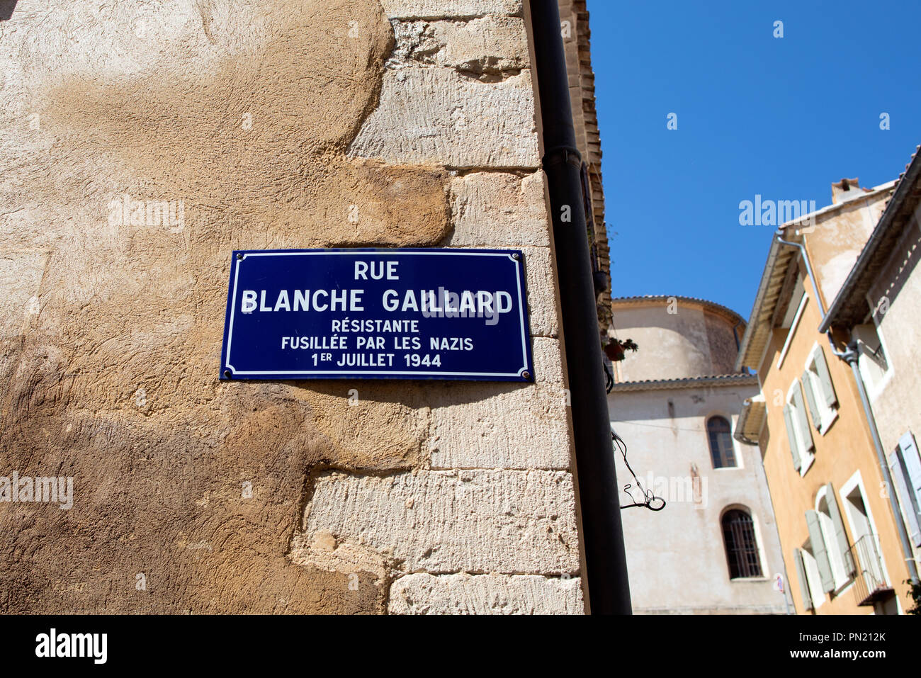 Strada dedicato ai combattenti della resistenza Saint Saturnin Les Apt Povence Francia Foto Stock