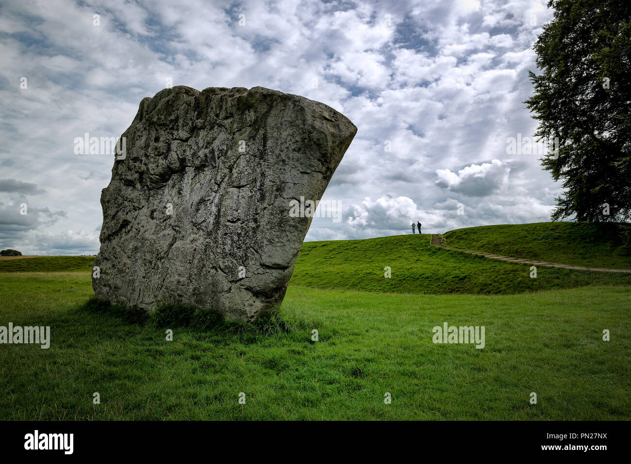 La pietra del neolitico, parte del più grande cerchio di pietra nel Regno Unito, Avebury Wiltshire. Foto Stock