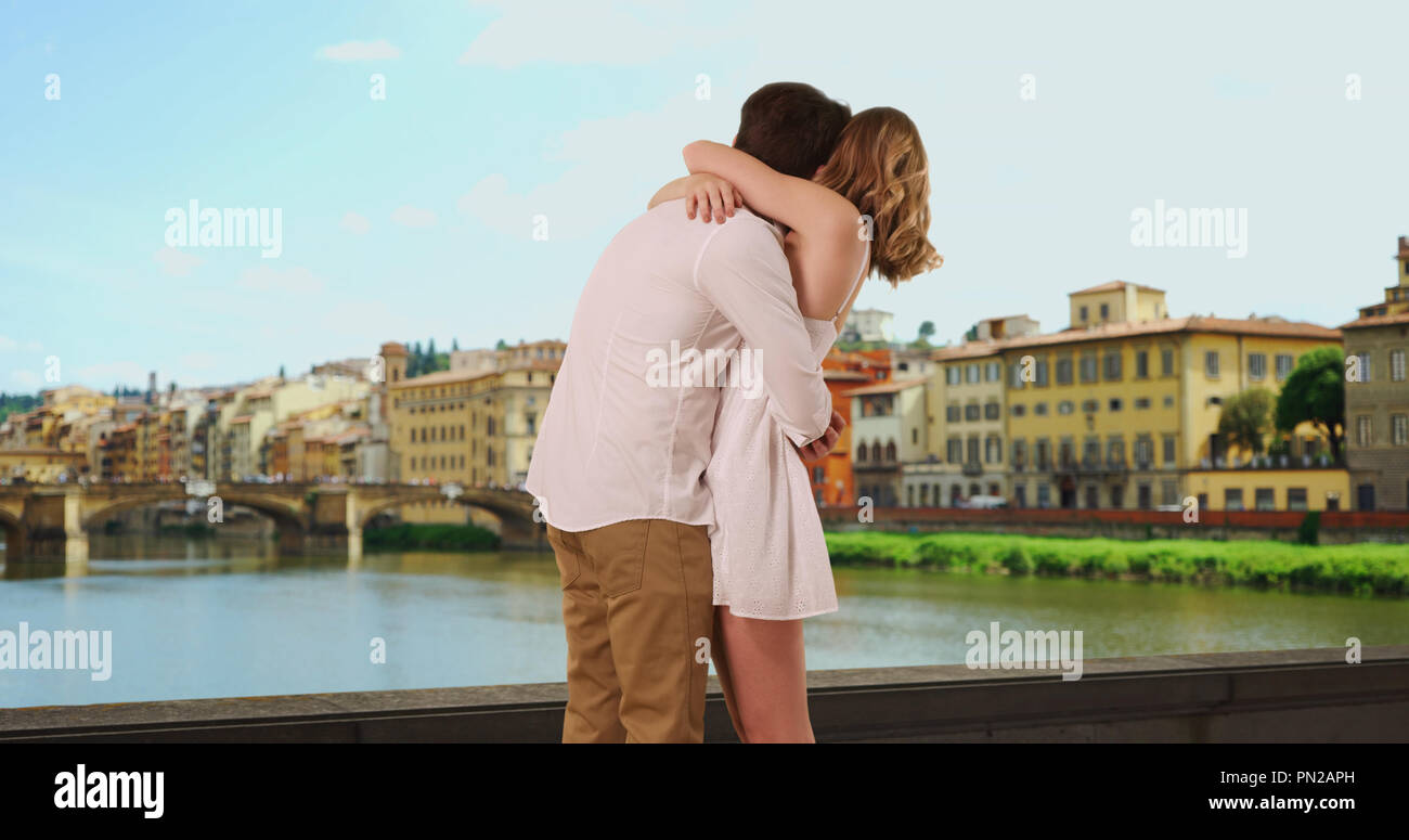 Felice Caucasian coppia in luna di miele a Firenze Foto Stock