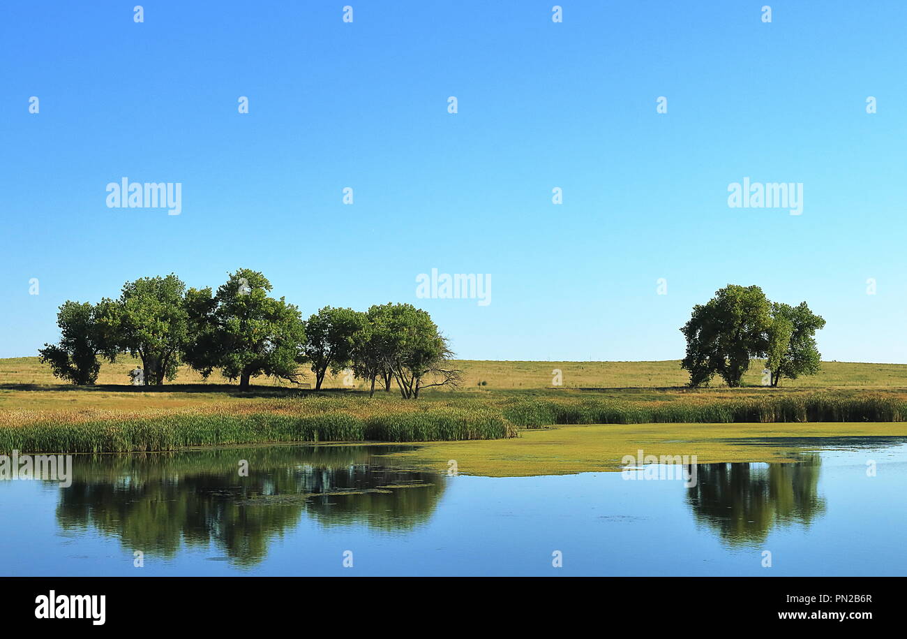 Colorado sul paesaggio Ladora Lago del Rocky Mountain Arsenal National Wildlife Refuge Foto Stock