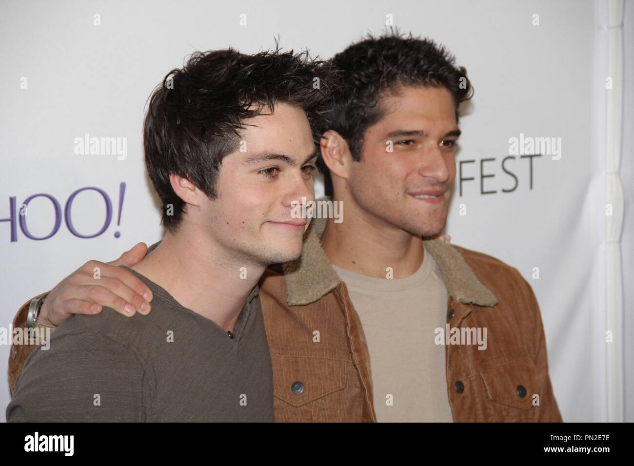 Dylan O'Brien e Tyler Posey a PaleyFest LA 2015 onorando MTV's Teen Wolf. Gli arrivi presso il Dolby Theater a Hollywood, CA, 11 marzo 2015. Foto: Richard Chavez / Picturelux Foto Stock