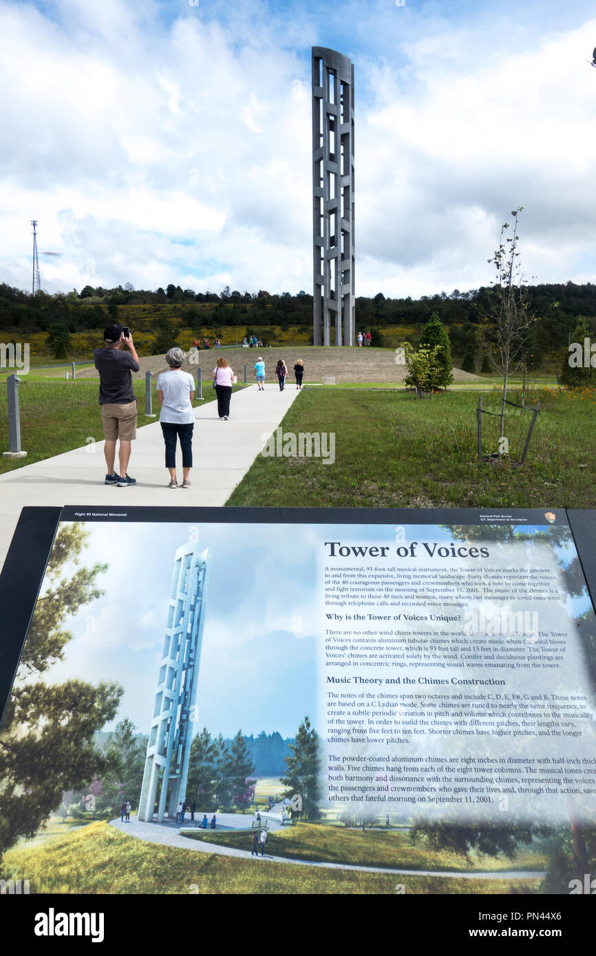 La torre di voci con 40 scacciapensieri al volo 93 National Memorial, Shanksville, Somerset County, Pennsylvania, STATI UNITI D'AMERICA Foto Stock