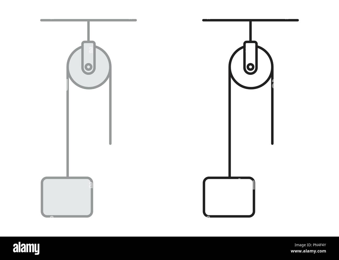 Illustrazione di un peso e il gruppo puleggia Illustrazione Vettoriale