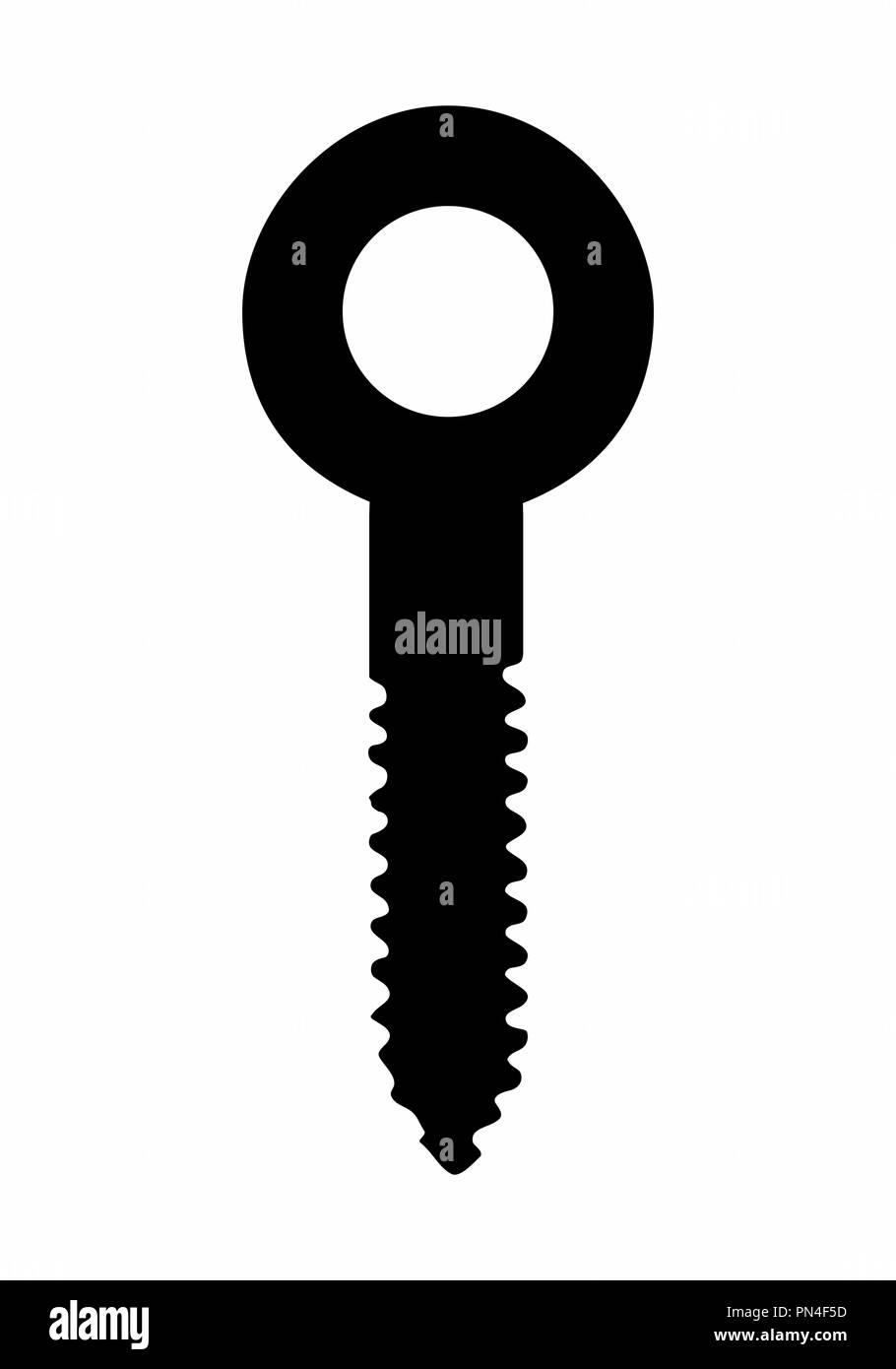 Un anello con vite a testa illustrazione silhouette su sfondo bianco Illustrazione Vettoriale