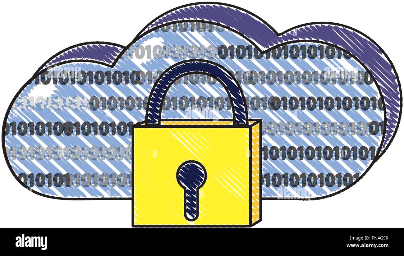 Scorza di chiudere il lucchetto e i dati di connessione del cloud Illustrazione Vettoriale