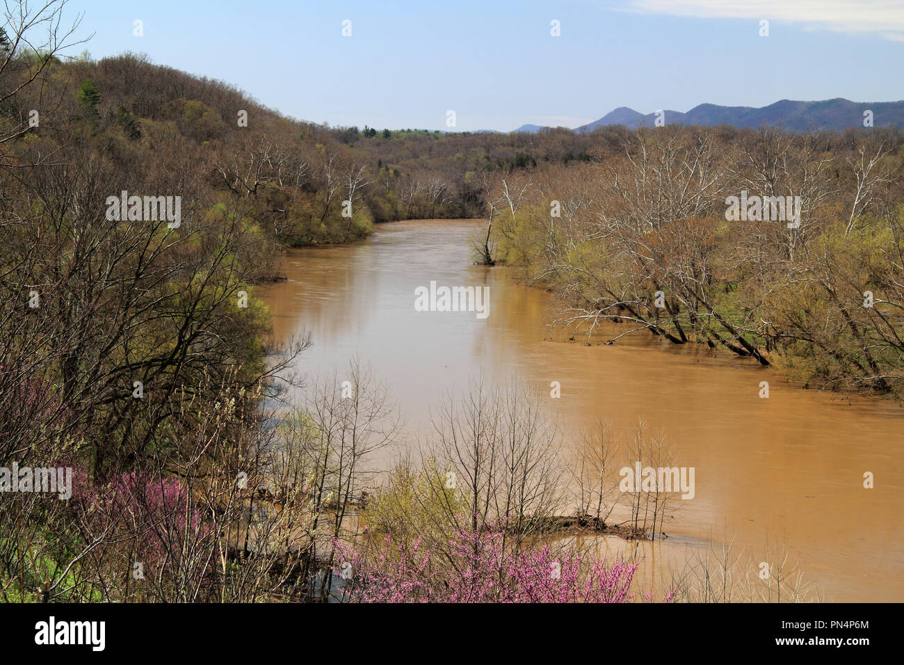 La bella Shenandoah River si snoda attraverso la Shenandoah Valley nello stato della Virginia Foto Stock