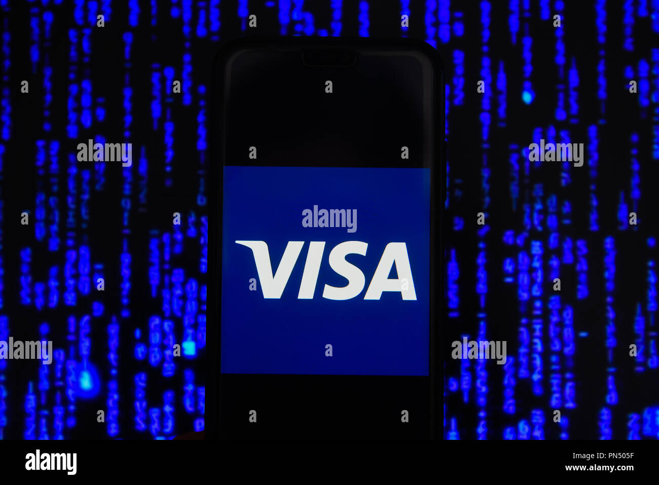 Logo VISA è visibile su un telefono cellulare Android. Foto Stock