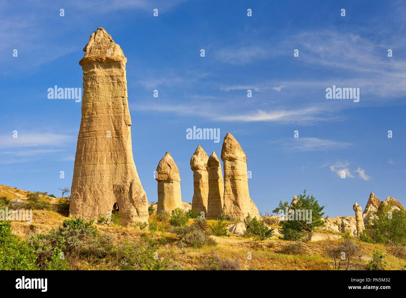 Formazione di roccia in Love Valley, Cappadocia, Goreme National Park, Anatolia, Turchia Foto Stock