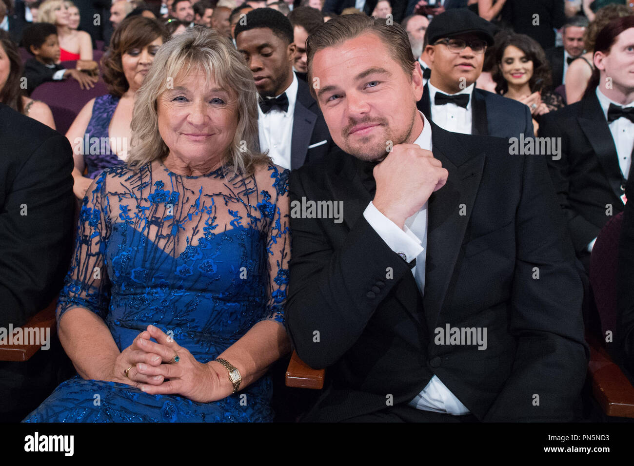 Irmelin Indenbirken e Oscar®-nominee Leonardo DiCaprio durante il live ABC teletrasmesso del 88th Oscar® al Dolby® Theatre di Hollywood, CA domenica 28 febbraio, 2016. Riferimento al file # 32854 757THA per solo uso editoriale - Tutti i diritti riservati Foto Stock