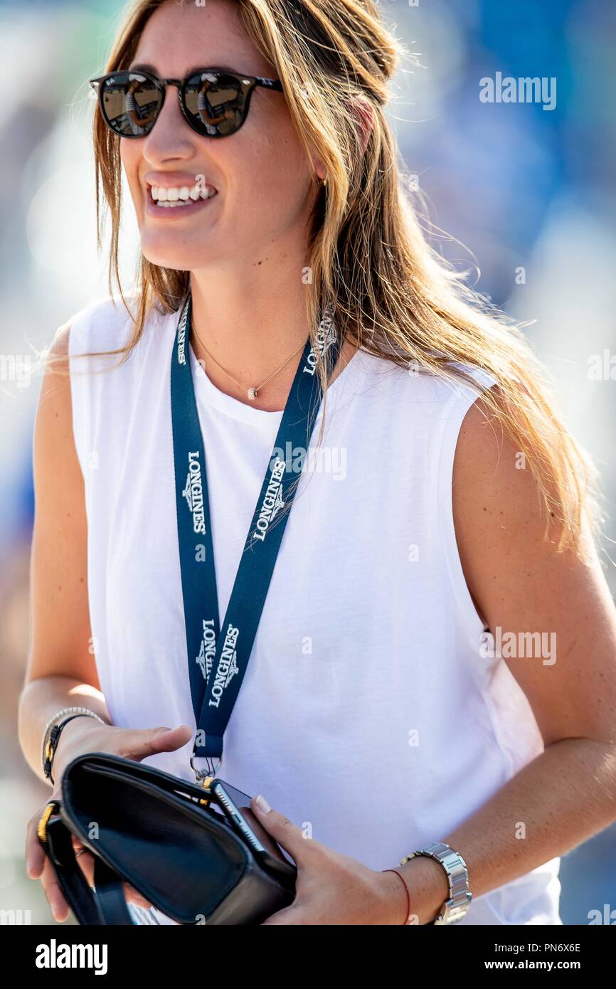 Jessica Springsteen. Show Jumping. Team e singoli secondo il completamento. Round 1. Giorno 9. Giochi equestri mondiali. WEG 2018 Tryon. Carolina del Nord. Stati Uniti d'America. 20/09/2018. Foto Stock