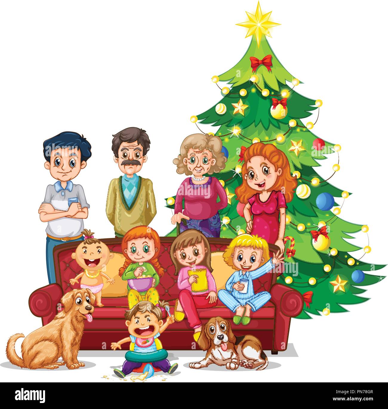 Riunione di famiglia sulla illustrazione di Natale Illustrazione Vettoriale