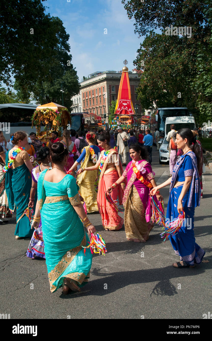 08 Settembre 2018 - Italia, Lombardia, Milano, Hare Krishna, Ratha Yatra Sri Jagannath il Festival dei carri Foto Stock