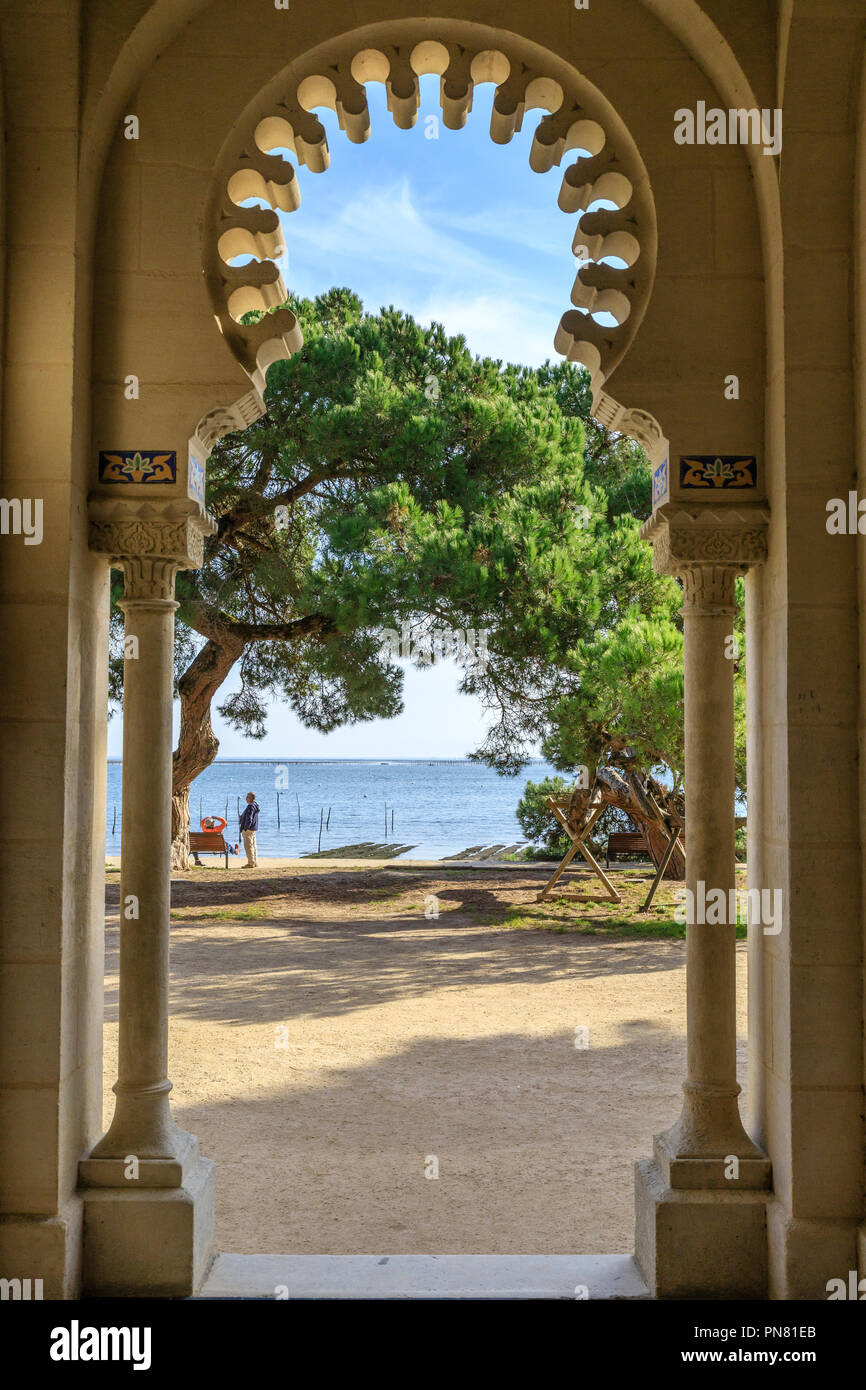 Francia, Gironde, Cote d'Argent, Parc naturel marin du Bassin d'Arcachon (Arcachon Bay Marine Parco Naturale), Lege Cap Ferret, l'herbe, Sainte Marie du Foto Stock