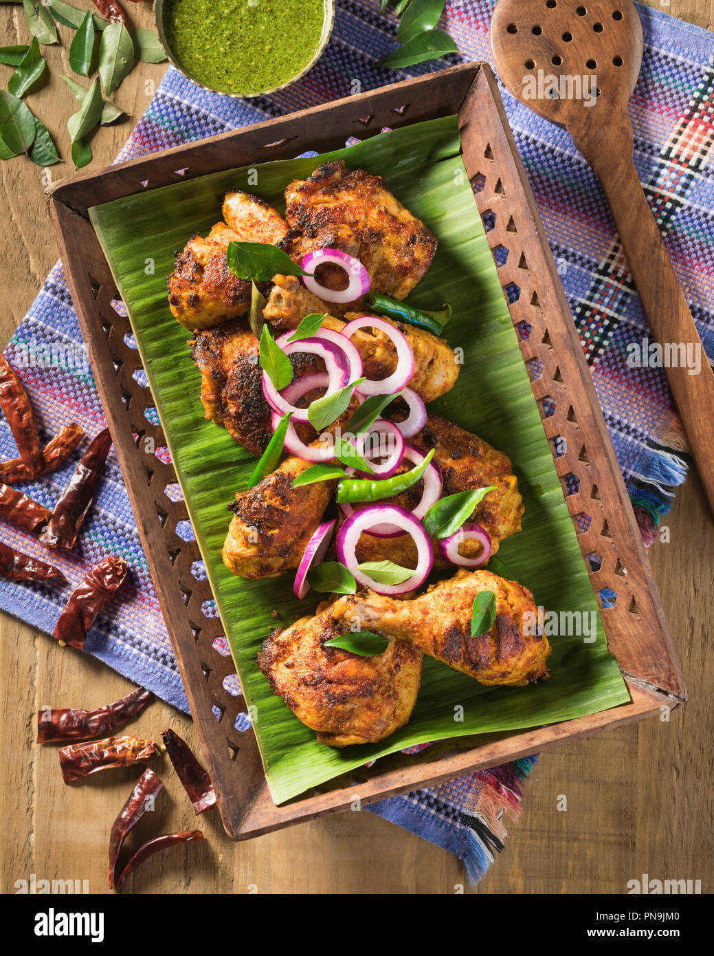 Chettinad pollo fritto. India del sud il cibo Foto Stock