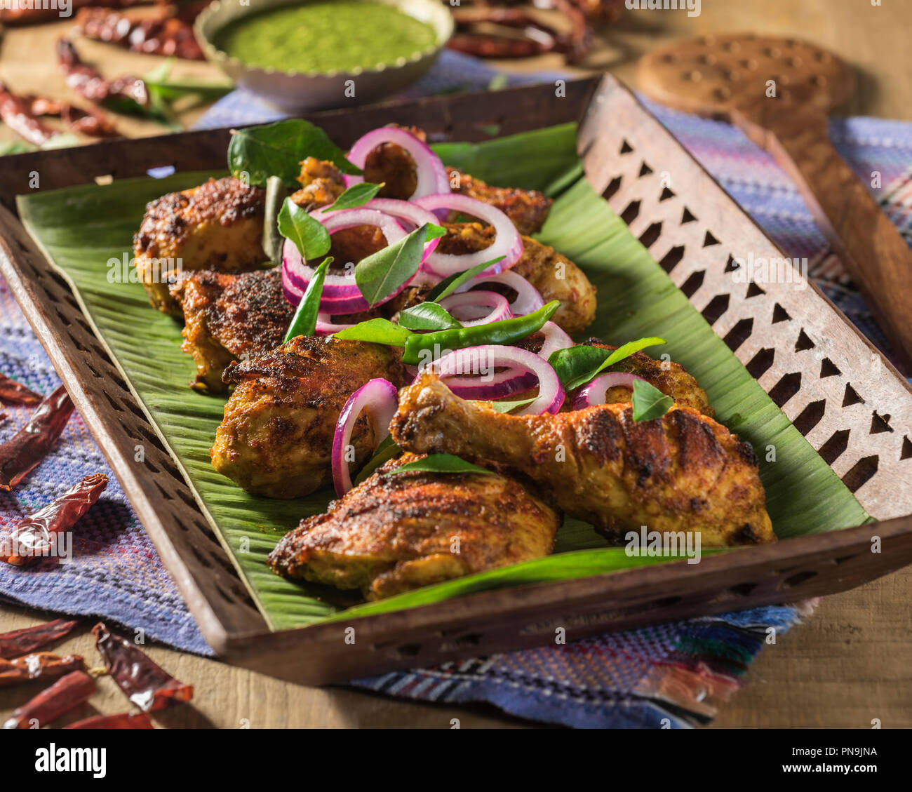 Chettinad pollo fritto. India del sud il cibo Foto Stock
