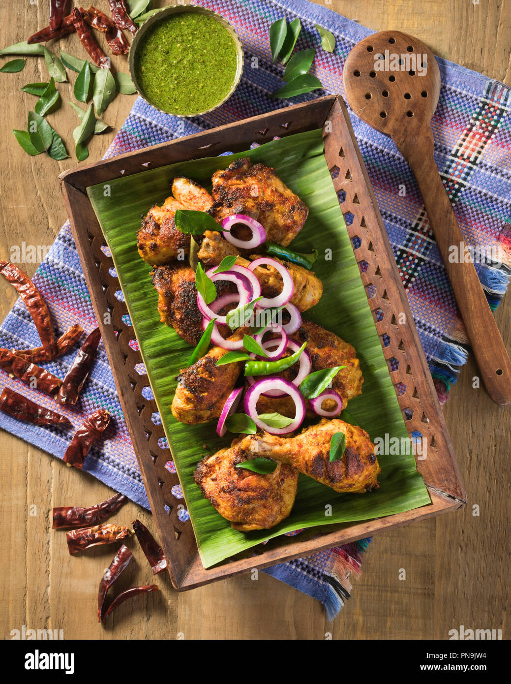 Chettinad pollo fritto. India del sud il cibo Foto Stock