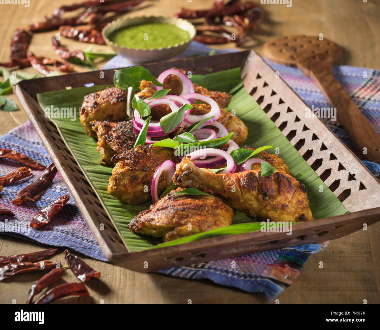 Chettinad pollo fritto. India del sud il cibo Foto Stock