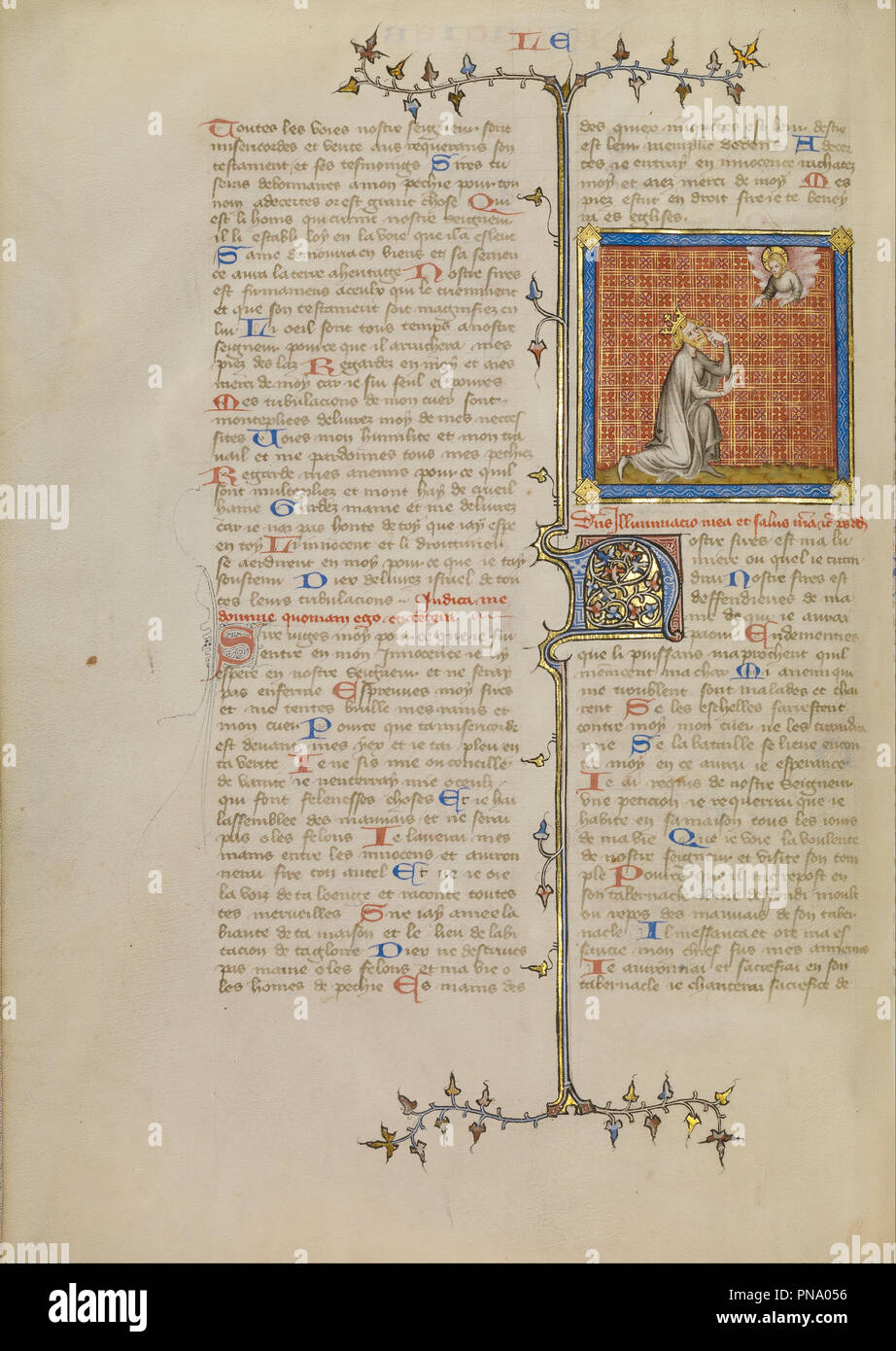 David rivolta verso il suo occhio. Data/Periodo: ca. 1360 - 1370. Folio. Tempere, oro e inchiostro su pergamena. Altezza: 349 mm (13.74 in); larghezza: 260 mm (10,23 in). Autore: Maestro di Jean de Mandeville. Foto Stock