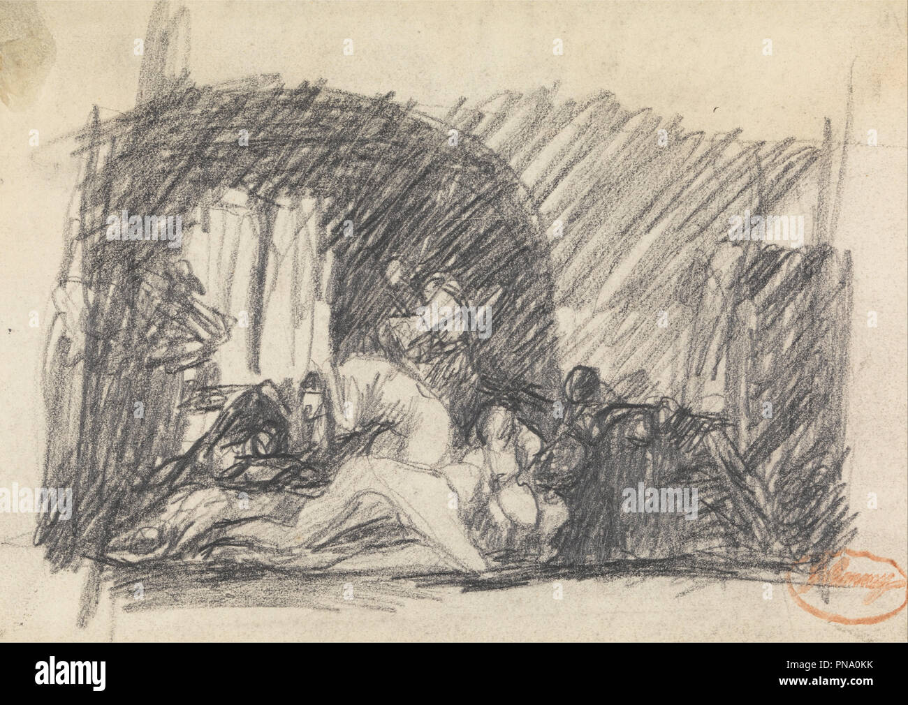 *** Composizione Studio 7. Disegno. Grafite su carta. Altezza: 140 mm (5.51 in); larghezza: 197 mm (7,75 in). Autore: George Romney. Foto Stock