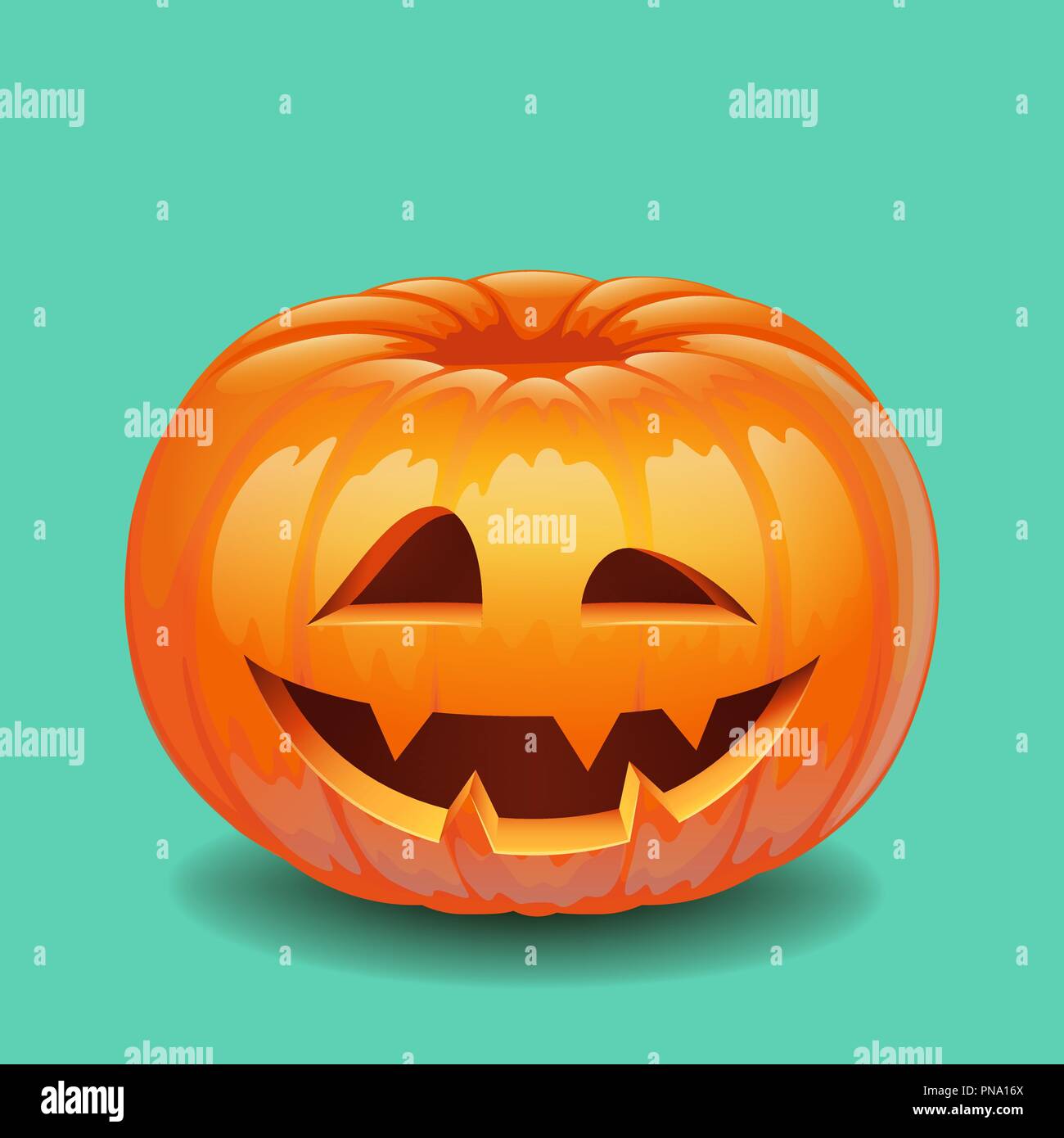 Zucca di Halloween volto - creepy sorriso Jack o lanterna Illustrazione Vettoriale