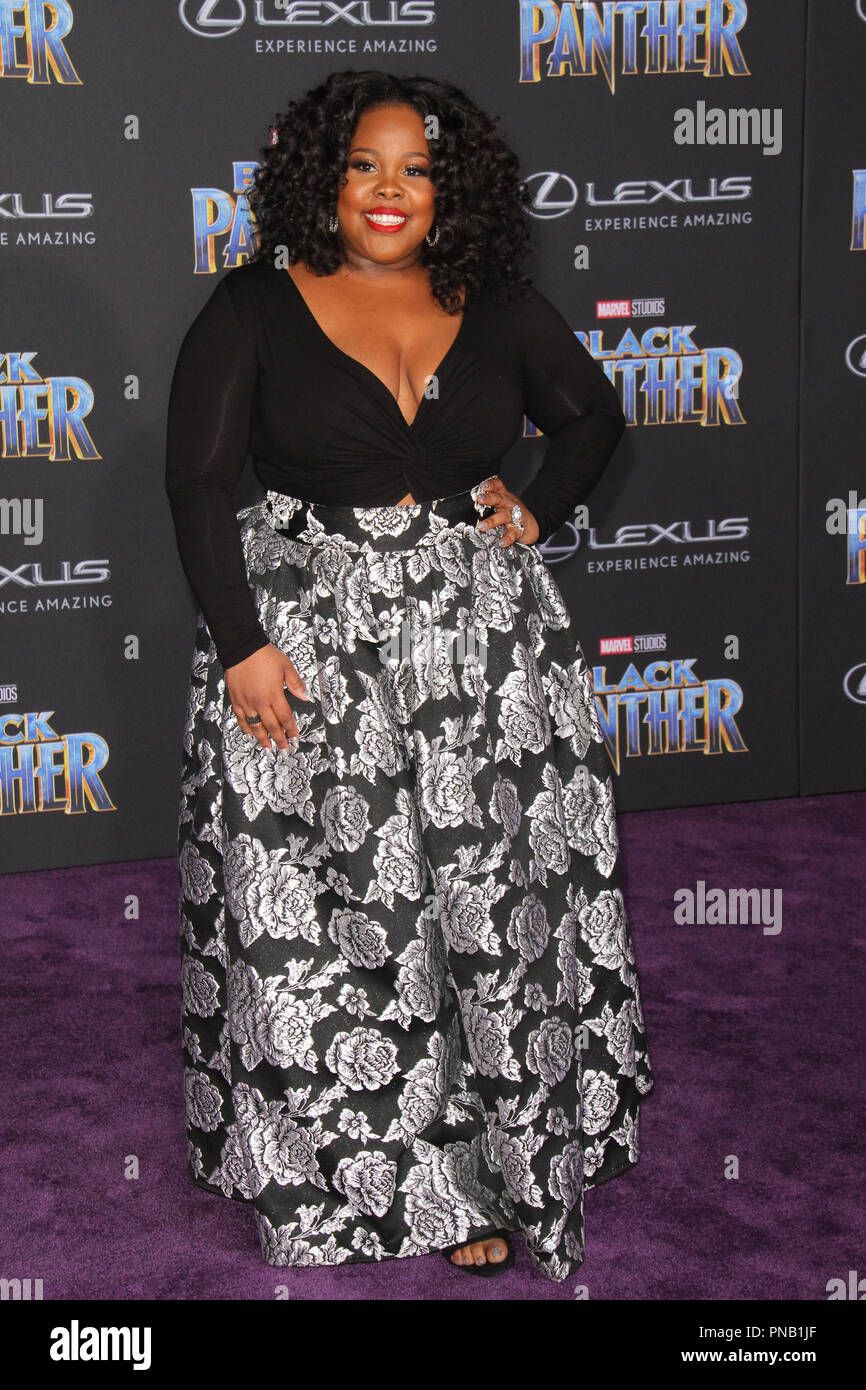 Amber Riley alla premiere di Marvel Studios" "Black Panther" tenutasi presso il Teatro Dolby in Hollywood, CA, 29 gennaio 2018. Foto di Giuseppe Martinez / PictureLux Foto Stock