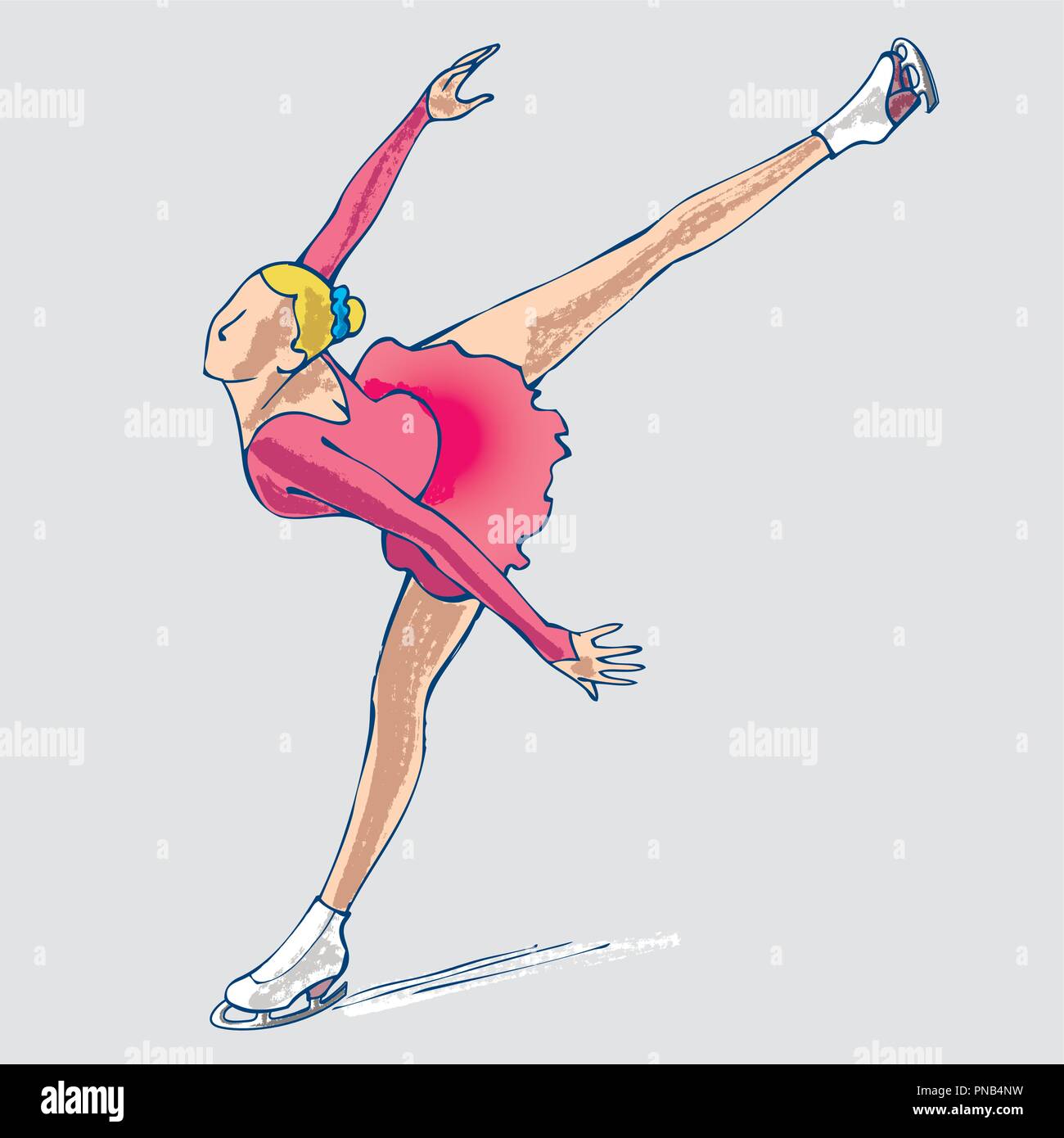 Pattinaggio sul ghiaccio atleta, disegno a mano Illustrazione Vettoriale