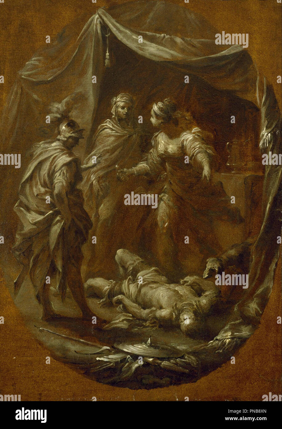 Giaele e Sisara. Data/Periodo: 1728/1732. La pittura. Olio su carta, prevista su tela. Larghezza: 29,5 cm. Altezza: 41 cm (generale). Autore: Francesco Monti. Foto Stock Giaele e Sisara. Data/Periodo: 1728/1732. La pittura. Olio su carta, prevista su tela. Larghezza: 29,5 cm. Altezza: 41 cm (generale). Autore: Francesco Monti. Foto Stock