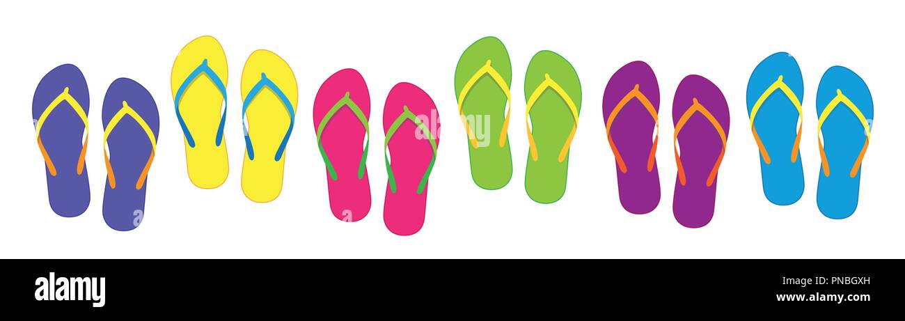 Impostare con colorati estate flip flop per vacanza sulla spiaggia diversi colori illustrazione vettoriale EPS10 Illustrazione Vettoriale