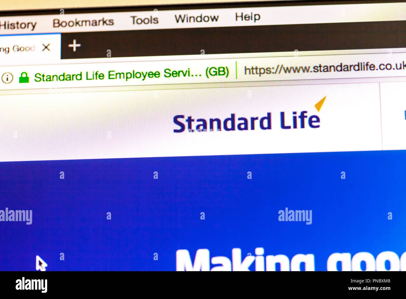 La durata Standard logo, Standard Life pensioni e risparmi, Standard Life sito web, Standard Life pension Company, Standard Life homepage, pension, online Foto Stock