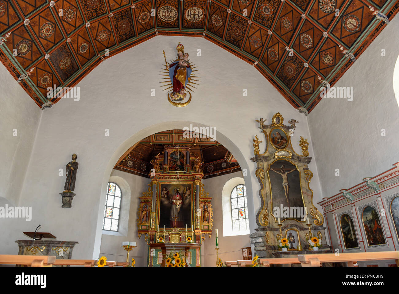 La chiesa di al Flüeli-Ranft nascita e luogo di vita del santo eremita Niklaus von Flüe sulle alpi svizzere Foto Stock