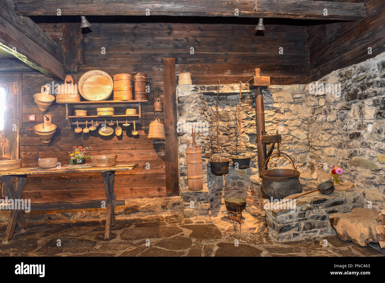 Casa del santo eremita Niklaus von Flüe a al Flüeli-Ranft sulle alpi svizzere Foto Stock